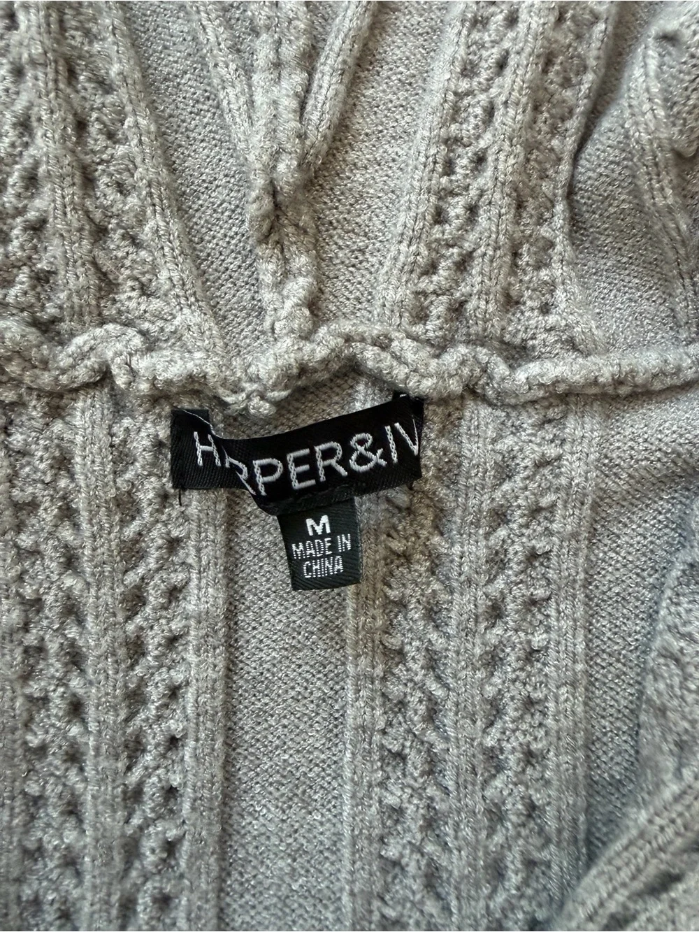 Harper & Ivy - Girl’s Light Gray Cable-Knit Hooded Sweater
